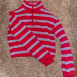 Quarter Zip Crop Top Sweatshirt